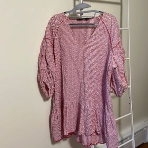 ZARA mini embroidered dress with sleeves